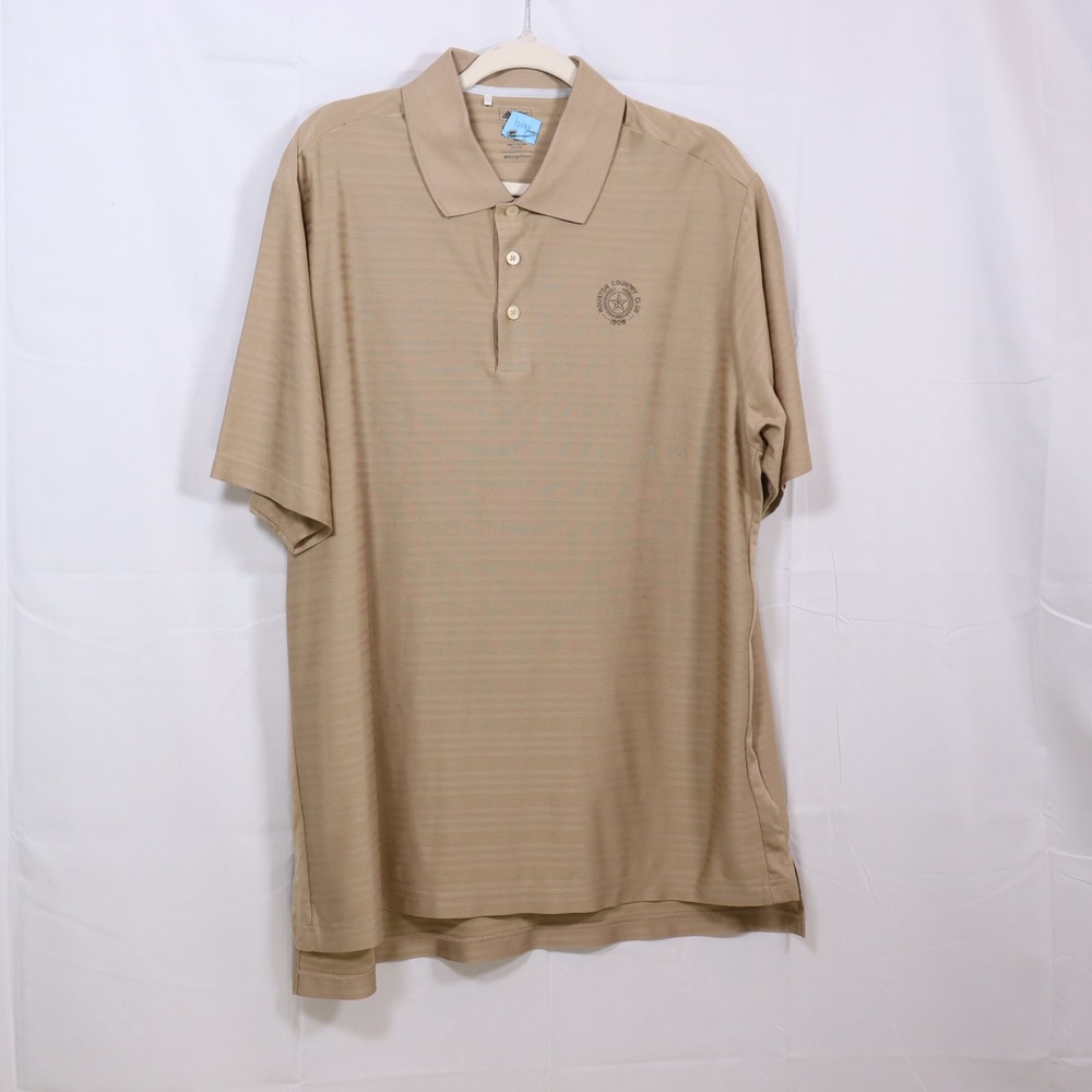 Adidas‎ Polo Shirt XL Tan Mens Houston Country Club ClimaCool Golf